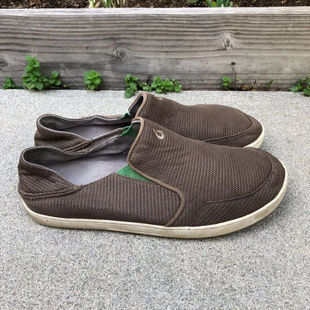 OluKai Nohea Mesh Slip On Men's Sz 12 Brown Drop In Heel Shoes Casual​​​